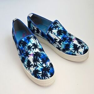 Juicy Couture Nicky Blue Palm Tree Slip On Sneakers Size 8